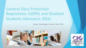 General Data Protection Regulations GDPR and Disabled Students