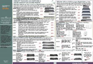 HEWLETT PACKARD LAN SWITCHES ARUBA INSTANT ON ACCESS