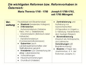 Die wichtigsten Reformen bzw Reformvorhaben in sterreich Maria