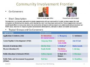 Community Involvement Frontier CoConveners Short Description Ktvi A