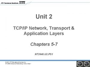 Unit 2 TCPIP Network Transport Application Layers Chapters