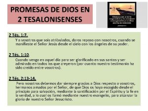 PROMESAS DE DIOS EN 2 TESALONISENSES 2 Ts