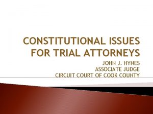 CONSTITUTIONAL ISSUES FOR TRIAL ATTORNEYS JOHN J HYNES