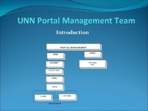 UNN Portal Management Team Introduction Our Work Plan