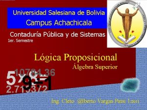 Universidad Salesiana de Bolivia Campus Achachicala Contadura Pblica