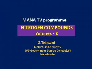 MANA TV programme NITROGEN COMPOUNDS Amines 2 G