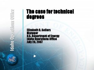 The case for technical degrees Elizabeth D Sellers