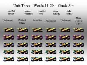 Unit Three Words 11 20 Grade Six pacifist