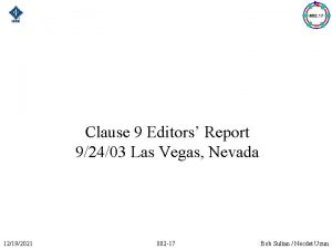 Clause 9 Editors Report 92403 Las Vegas Nevada