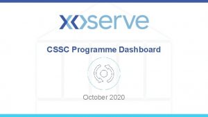 CSSC Programme Dashboard October 2020 Programme Update Programme