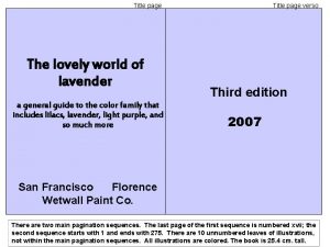 Title page The lovely world of lavender a