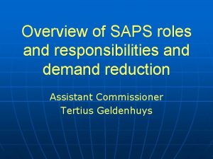 Overview of SAPS roles and responsibilities and demand