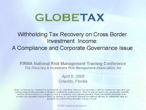 Withholding Tax Recovery on Cross Border Investment Income