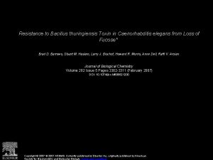 Resistance to Bacillus thuringiensis Toxin in Caenorhabditis elegans