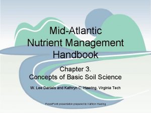 MidAtlantic Nutrient Management Handbook Chapter 3 Concepts of