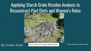 Applying Starch Grain Residue Analysis to Reconstruct Past