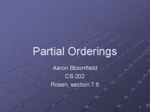 Partial Orderings Aaron Bloomfield CS 202 Rosen section