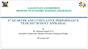 LAGOS STATE GOVERNMENT MINISTRY OF ECONOMIC PLANNING AND