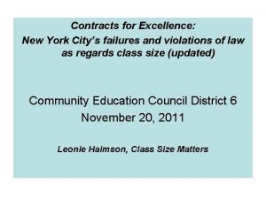 Contracts for Excellence New York Citys failures and