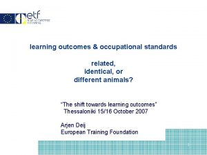 learning outcomes occupational standards related identical or different