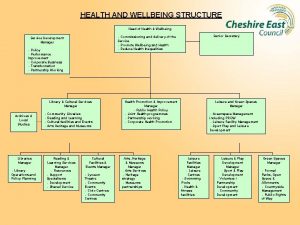 HEALTH AND WELLBEING STRUCTURE Head of Health Wellbeing