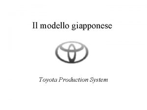 Il modello giapponese Toyota Production System Anni 40