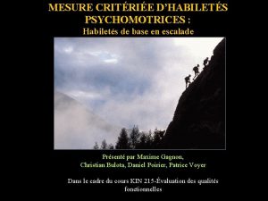 MESURE CRITRIE DHABILETS PSYCHOMOTRICES Habilets de base en