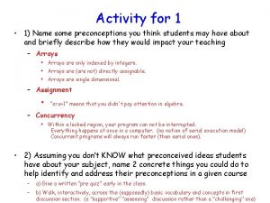 Activity for 1 1 Name some preconceptions you