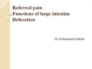 Referred pain Functions of large intestine Defecation Dr