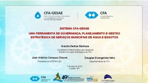 SISTEMA CFAGESAE UMA FERRAMENTA DE GOVERNANA PLANEJAMENTO E