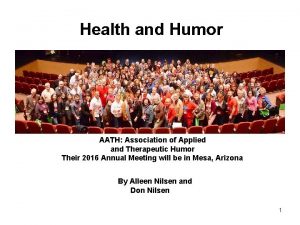 Health and Humor AATH Association of Applied and