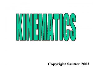 Copyright Sautter 2003 Measuring Motion The study kinematics