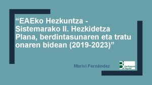 EAEko Hezkuntza Sistemarako II Hezkidetza Plana berdintasunaren eta