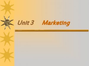 Unit 3 Marketing Learning Objectives To define marketing