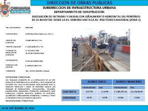 DIRECCION DE OBRAS PUBLICAS SUBDIRECCION DE INFRAESTRUCTURA URBANA