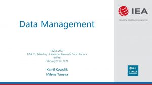 Data Management 1 st 2 nd TIMSS 2023