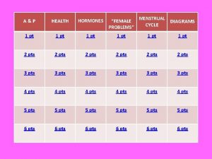 FEMALE MENSTRUAL PROBLEMS CYCLE 1 pt 2 pts