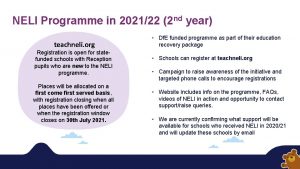 NELI Programme in 202122 2 nd year teachneli