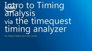 Intro to Timing analysis via the timequest timing