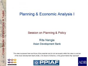 CrossBorder Infrastructure A Toolkit Planning Economic Analysis I