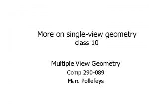 More on singleview geometry class 10 Multiple View