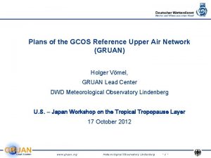 Plans of the GCOS Reference Upper Air Network