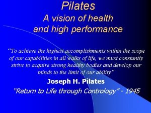 Pilates A vision of health and high performance