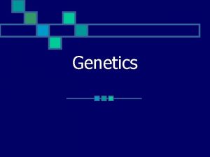Genetics Genes n n Trait specific characteristic that