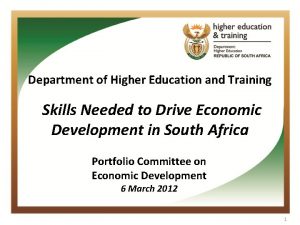 Department of Higher Education and Training Skills Needed