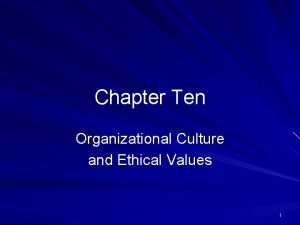 Chapter Ten Organizational Culture and Ethical Values 1