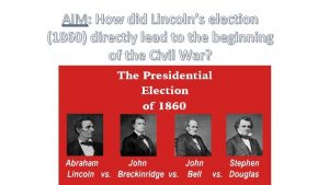 AIM How did Lincolns election 1860 directly lead