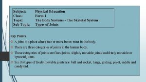 Subject Class Topic Sub Topic Physical Education Form