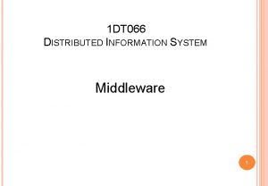 1 DT 066 DISTRIBUTED INFORMATION SYSTEM Middleware 1