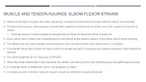 MUSCLE AND TENDON INJURIES ELBOW FLEXOR STRAINS Strains